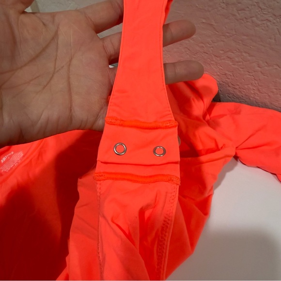 NWT Skims Fits Everybody Long Sleeve Crew Neck Bodysuit neon coral Size Medium - Picture 5 of 11